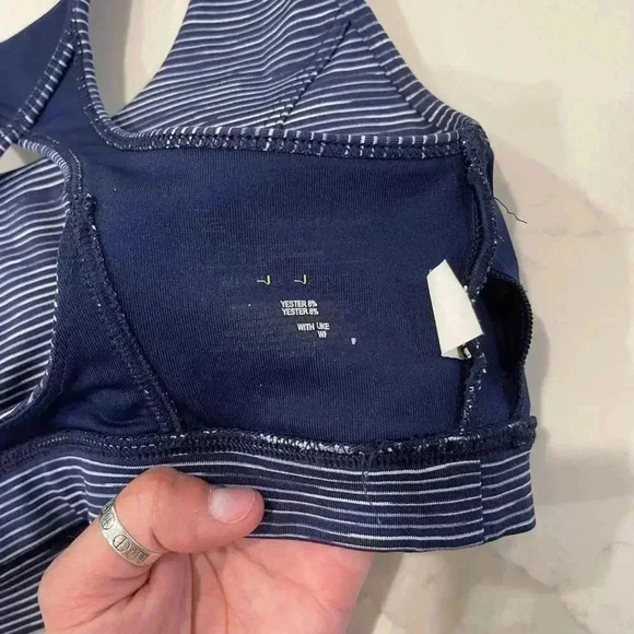 Tek Gear Padded Sports Bra Blue Medium Support Keyhole Back Womens Small Workout - Picture 5 of 5